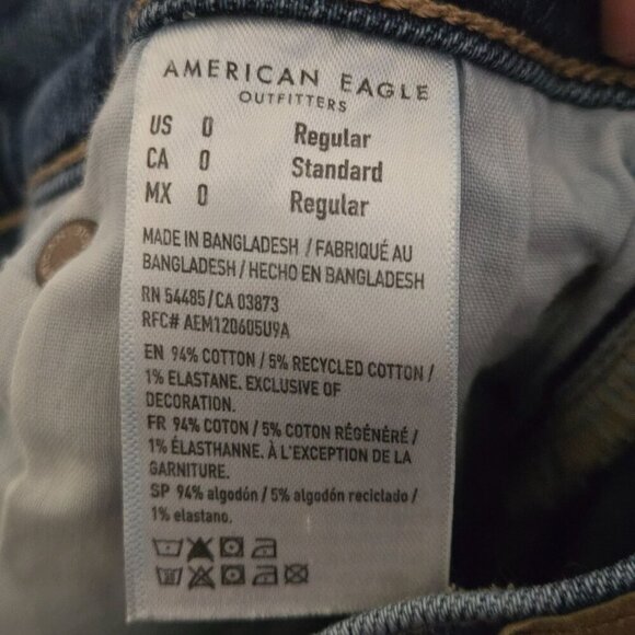 American Eagle Super High Rise Baggy Straight Cargo Jeans Size 0 - Picture 11 of 12